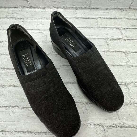 Stuart Weitzman Slip On Loafers Black Heels Women's Size 7.5 - Picture 8 of 10